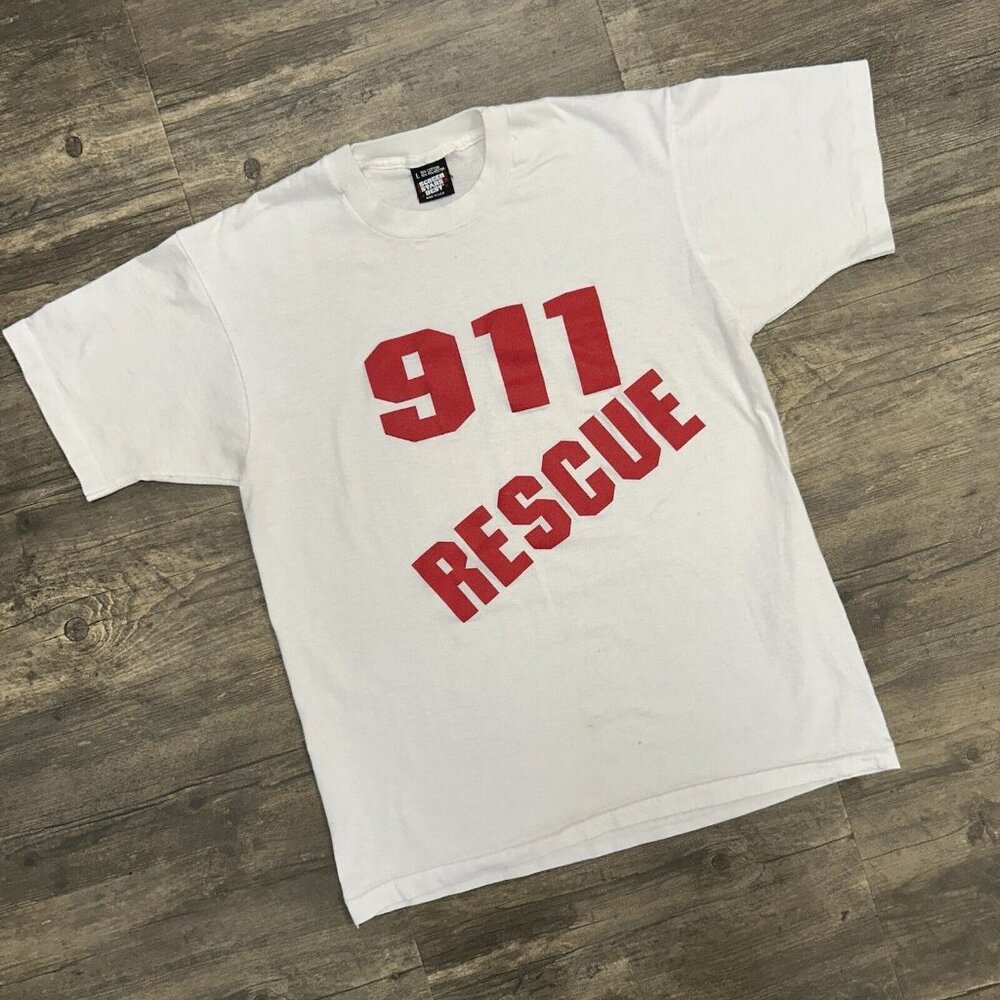 Vintage 911 Rescue Tshirt Men Size Large Screen Stars USA Single Stich (15)